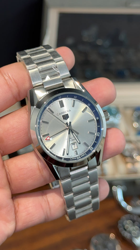 Tag Carrera | Silver Chain | Twin Time | White Dial