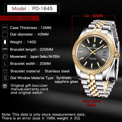 Pagani Design Datejust Black Two tone PD-1645 - twentyfour
