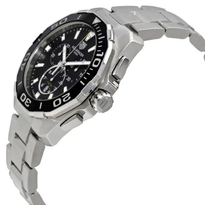 Tag Heuer Men’s Aquaracer Quartz Swiss Made Silver Stainless Steel Black Dial 43mm Watch CAY111A.BA0927 - twentyfour