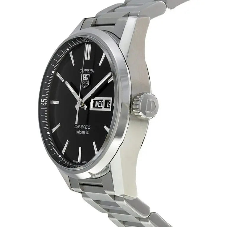 Tag Heuer Carrera Calibre 5 Brown Leather Strap Black Dial Automatic WAR201C.FC6291 - twentyfour