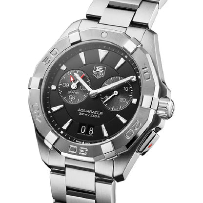 Tag Heuer Aquaracer Men’s Quartz Swiss Made Silver Stainless Steel Black Dial 40mm Sports Alarm Watch WAY111Z.BA0928 - twentyfour