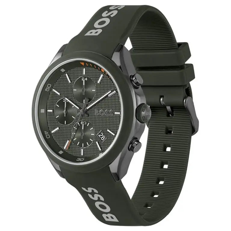 Hugo Boss Men’s Quartz Kai Green Silicone Strap Kai Green Dial 44mm Watch 1514060 - twentyfour