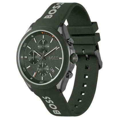 Hugo Boss Men’s Quartz Kai Green Silicone Strap Kai Green Dial 44mm Watch 1514060 - twentyfour
