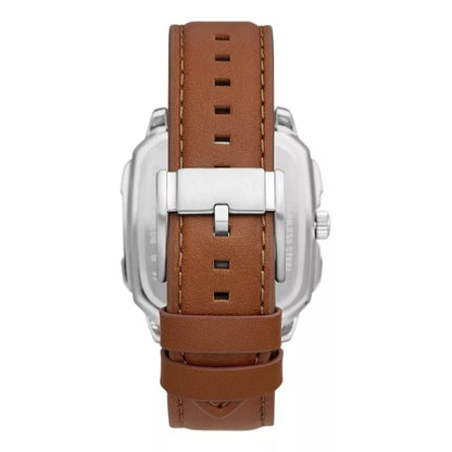Fossil Men’s Quartz Brown Leather Strap Silver Dial 42mm BQ2658 - twentyfour