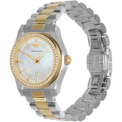 Emporio Armani Women’s Quartz Two-Tone Stainless Steel Mother Of Pearl Dial 32mm Watch AR 11559
