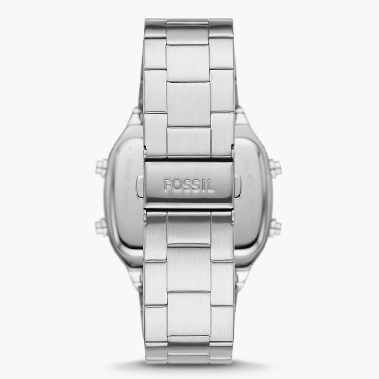 Fossil Men’s Digital Silver Stainless Steel Positive Display Dial 40mm FS5844 - twentyfour