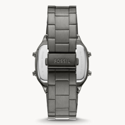 Fossil Men’s Digital Grey Stainless Steel Negative Display Dial 40mm Watch FS5846 - twentyfour