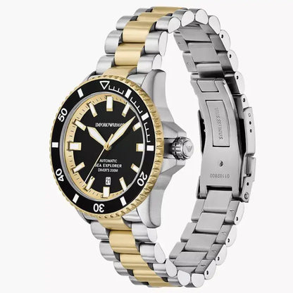 Emporio Armani Men’s Automatic Two-Tone Stainless Steel Black Dial 42mm Watch AR 60089