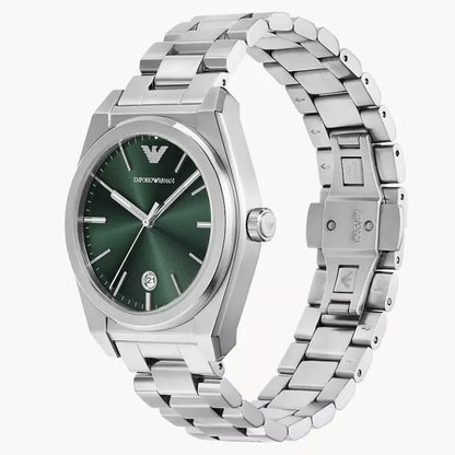 Emporio Armani Men’s Quartz Silver Stainless Steel Green Dial 41mm AR11621 - twentyfour