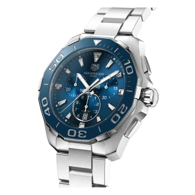 Tag Heuer Aquaracer Men’s Quartz Swiss Made Silver Stainless Steel Blue Dial 43mm CAY111B.BA0927 - twentyfour