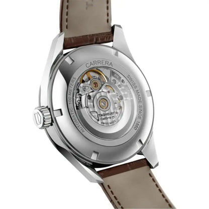 Tag Heuer Carrera Men’s Automatic Swiss Made Brown Leather Strap Silver Dial 41mm Watch WAR201B.FC6291 - twentyfour