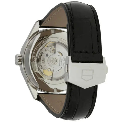 Tag Heuer Carrera Men’s Automatic Swiss Made Black Leather Strap Black Dial 41mm Watch WAR201A.FC6266 - twentyfour