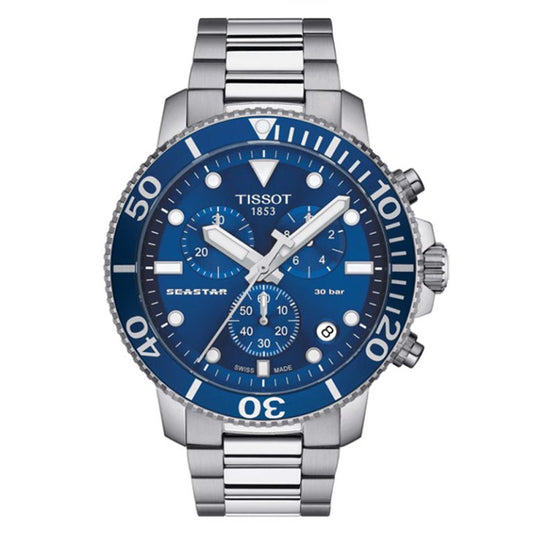 TISSOT Men’s Quartz Swiss Made Silver Stainless Steel Blue Dial 45mm Watch T120.417.11.041.00