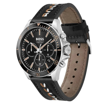 Hugo Boss Men’s Chronograph Quartz Black Leather Strap Black Dial 45mm 1514121 - twentyfour