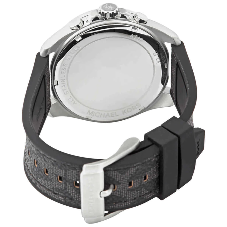 Michael Kors Men’s Quartz Black Silicone & Leather Strap Black Dial 45mm Watch MK8850