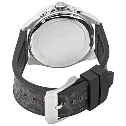 Michael Kors Men’s Quartz Black Silicone & Leather Strap Black Dial 45mm Watch MK8850