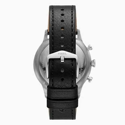 Fossil Men’s Chronograph Quartz Black Leather Strap Black Dial 44mm FS5806 - twentyfour
