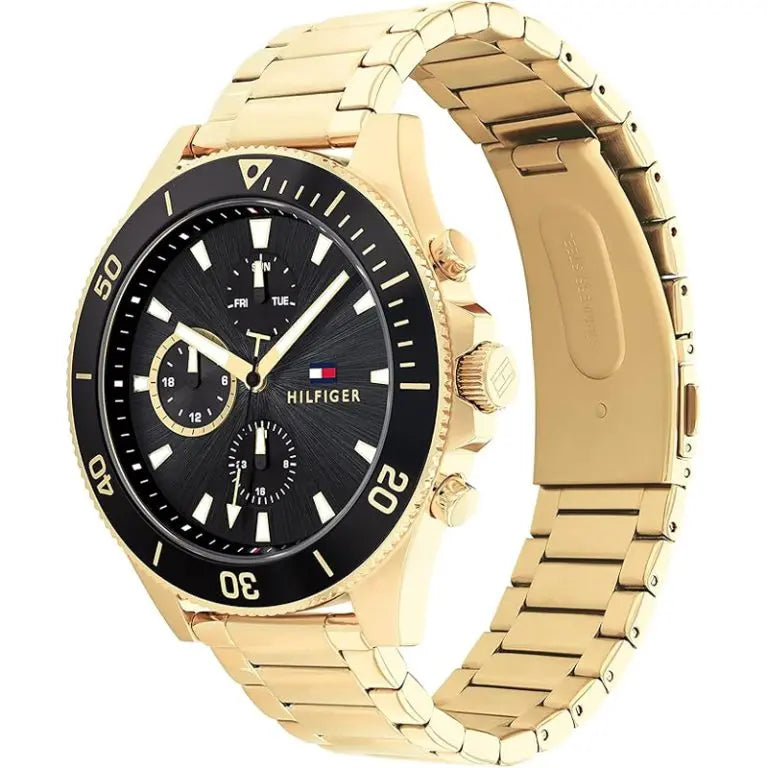 Tommy Hilfiger Men’s Quartz Gold Stainless Steel Black Dial 46mm 1791919 - twentyfour
