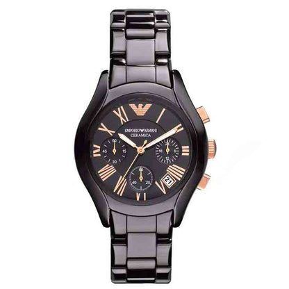 Emporio Armani Women’s Chronograph Ceramic Chain Black Dial 38mm AR1411 - twentyfour