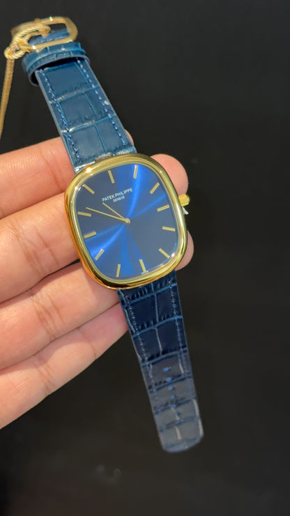 Pp Ellipse | Gold Case | Blue Leather Strap | Blue Ebony Dial