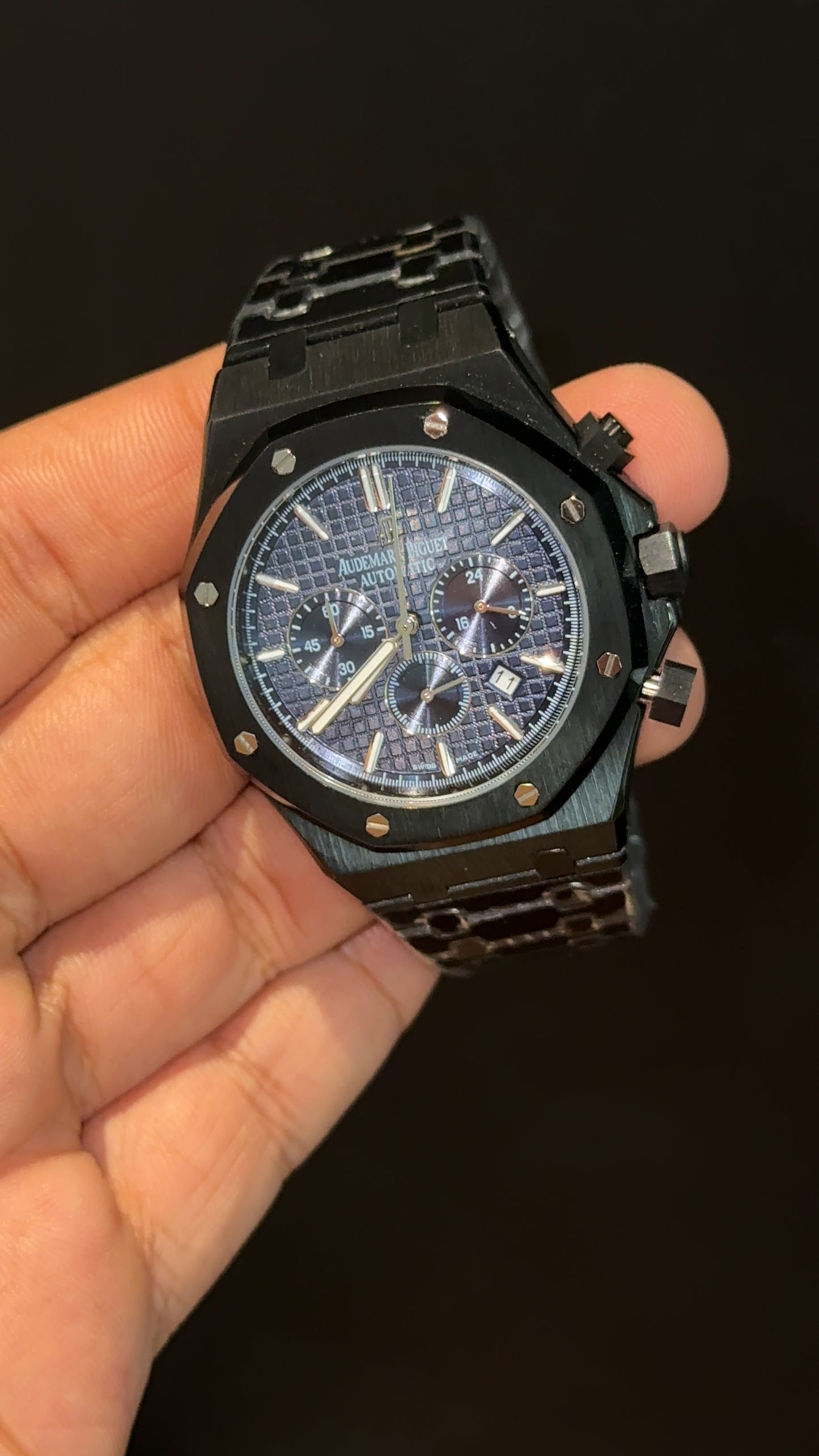 AP | Black Chain | Blue Chrono Dial