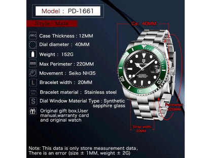 Pagani Design PD-1661 Submariner 40MM Men's Automatic
