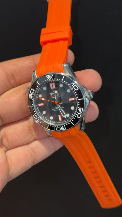 Omega Seamaster | Black Bezel | Orange Strap | Black Dial