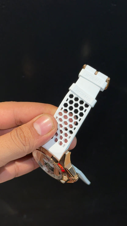 Jacob And Co | Rose Case | CR7 Edition | White Strap | Pendulum | Rose Machine Dial