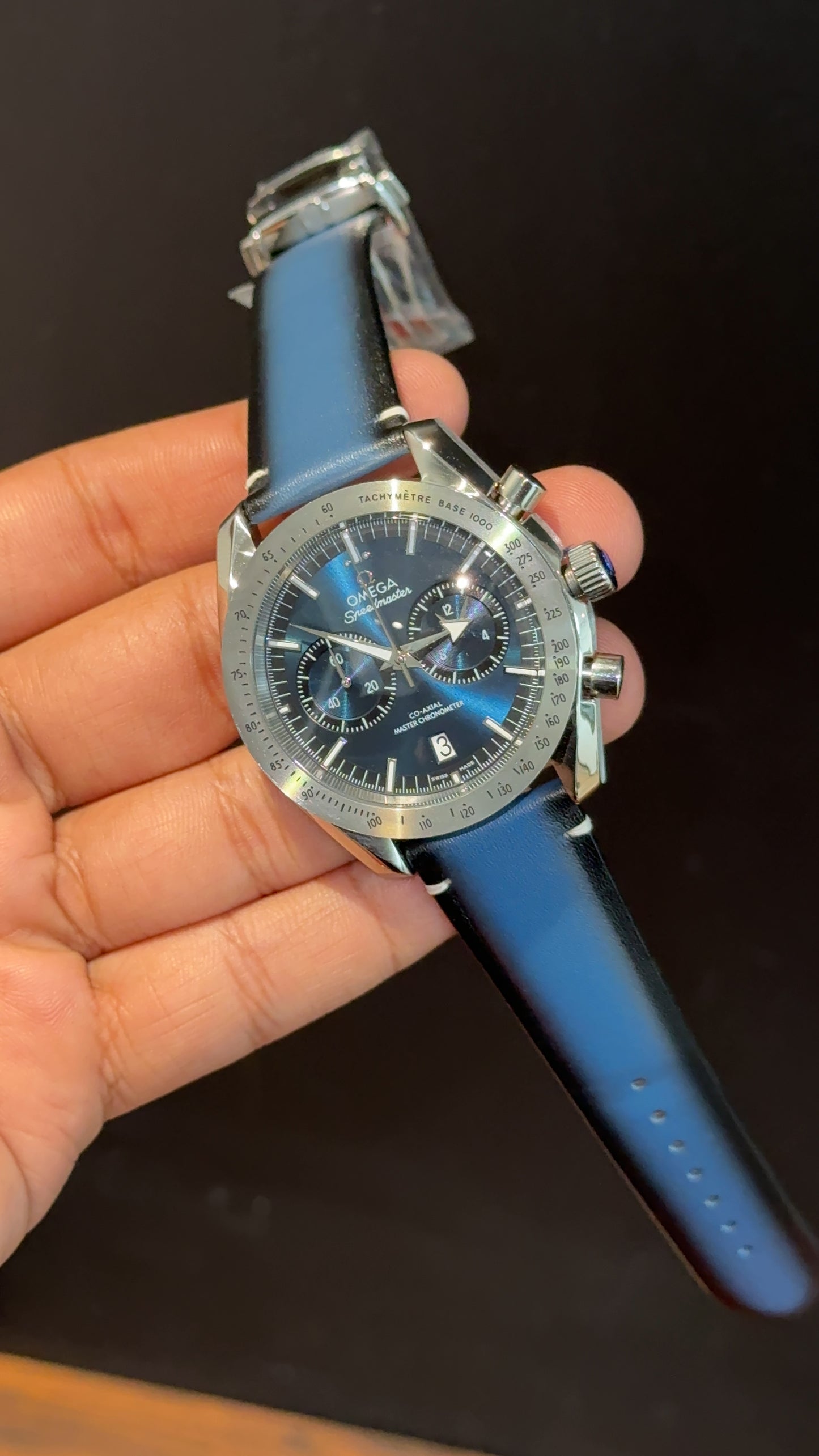 Omega Speedmaster | Chrono | Silver Bezel | Blue Black Strap | Blue Dial - twentyfour