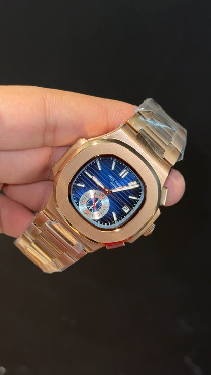 PP Auto | Single Time Edition | Rose Chain | Blue Dial