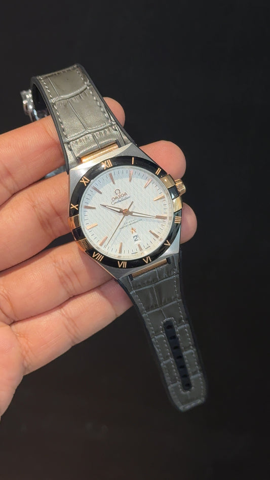 Omega Constellation | Silver Black Case | Black Strap | White Dial - twentyfour