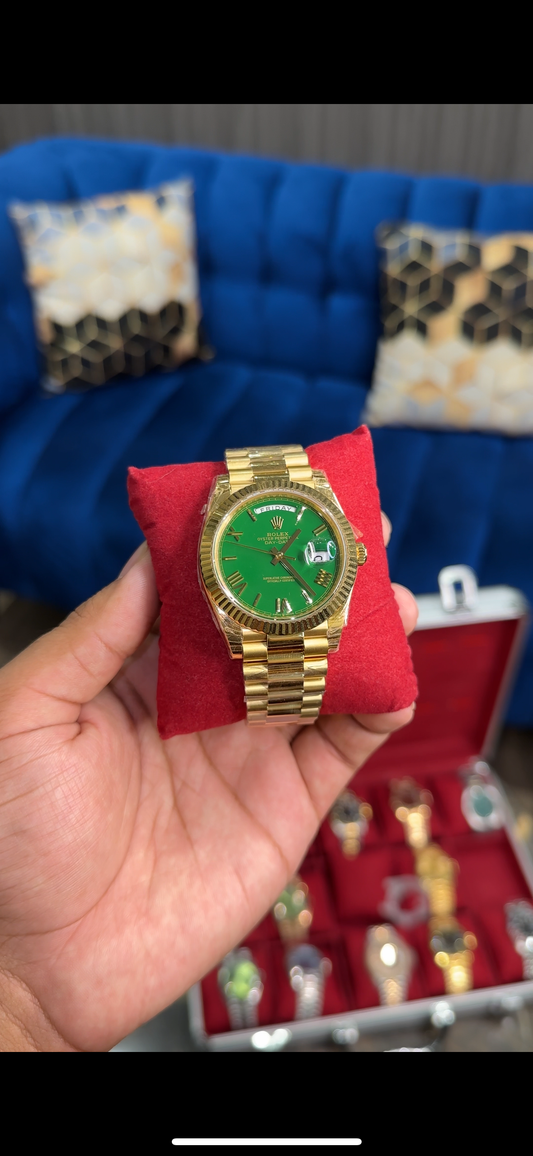 Premium Daydate | Gold Chain | Green Dial