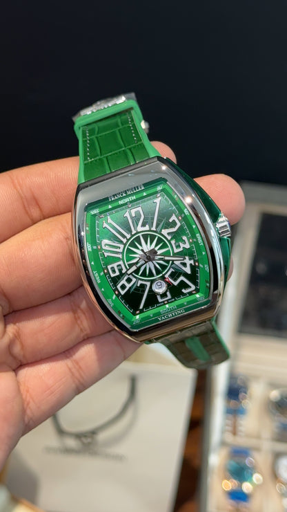 Premium Franck Muller | Vanguard Edition | Green Leather Strap | Green Dial