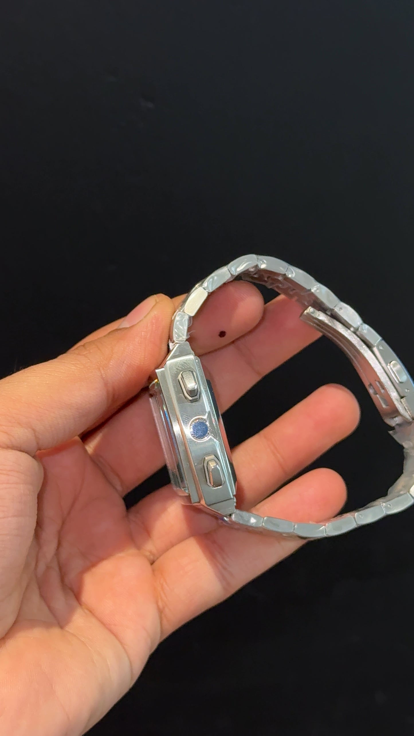 Tag Monaco | Silver Chain | Blue Chrono | Silver Dial