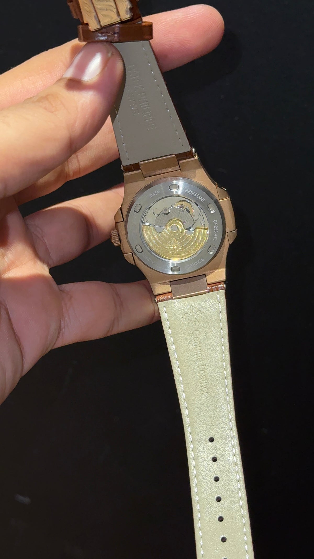 Pp Auto | Rose Bezel | Choco Dial | Brown Leather Strap