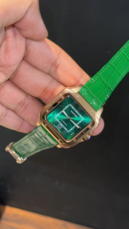 Cartier Santos | Rose Case | Green Strap | Green Dial - twentyfour