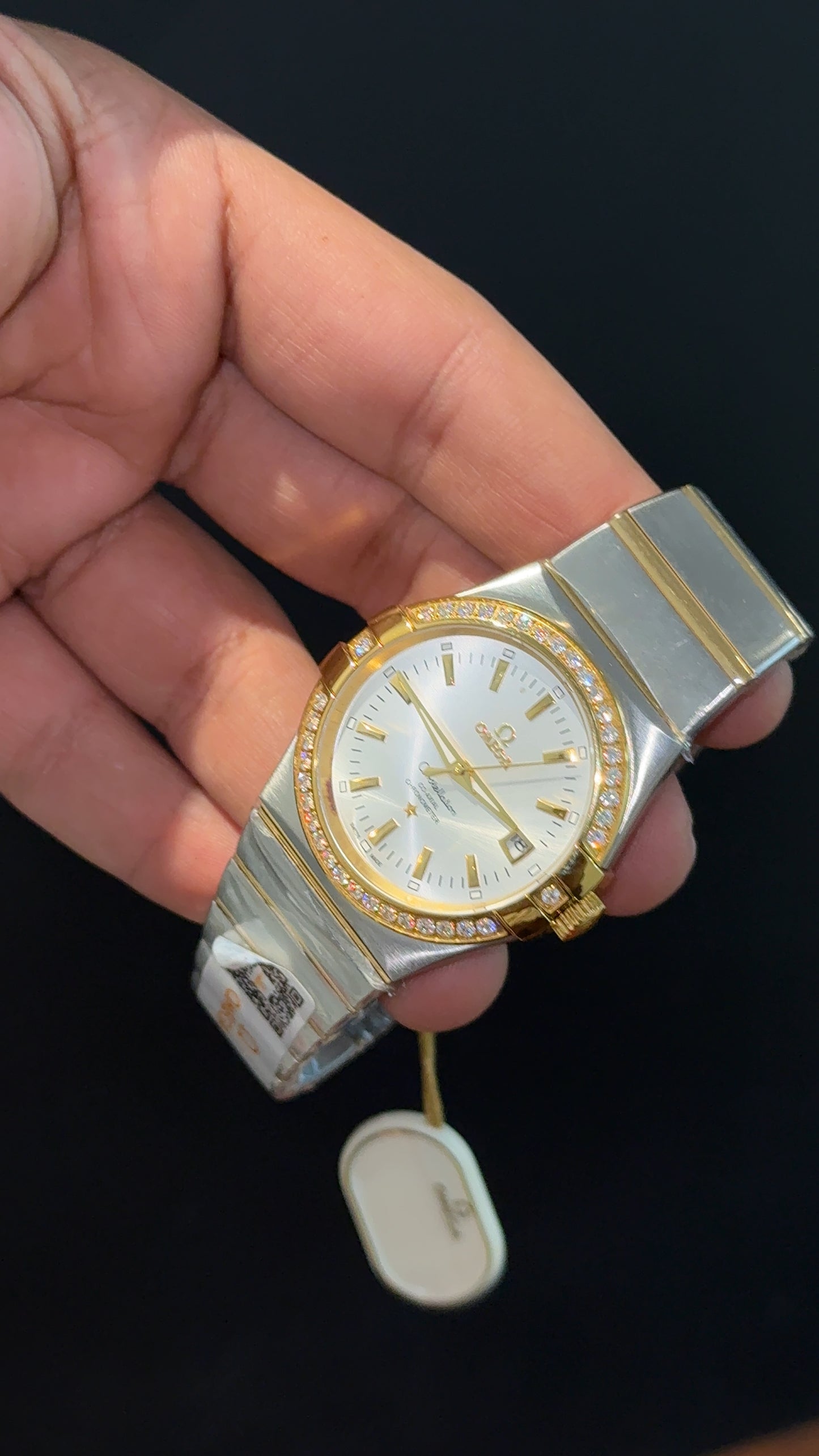 Omega Constellation | Gold Two Tone | Gold Diamond Bezel | White Dial