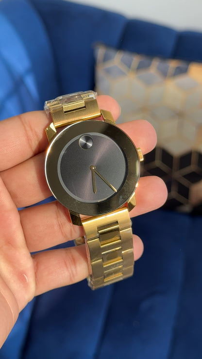 Movado Gold | Men Oyester Chain | Black Dial