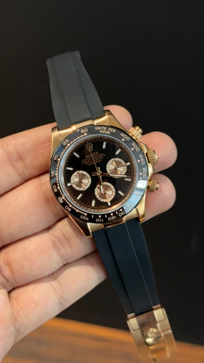 Daytona | Rose | Pvc Strap | Rose Chrono | Black Dial