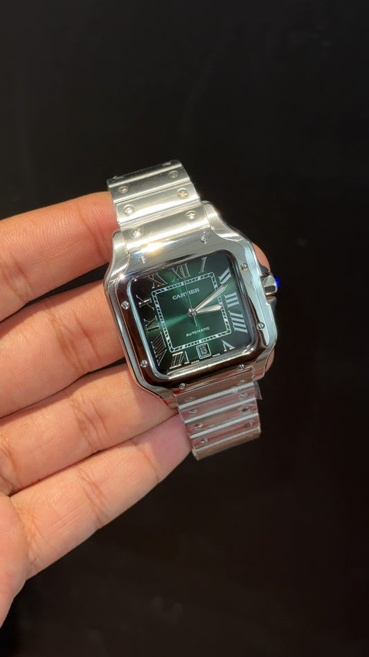 Santos | Silver Chain | Greenish Dial - twentyfour