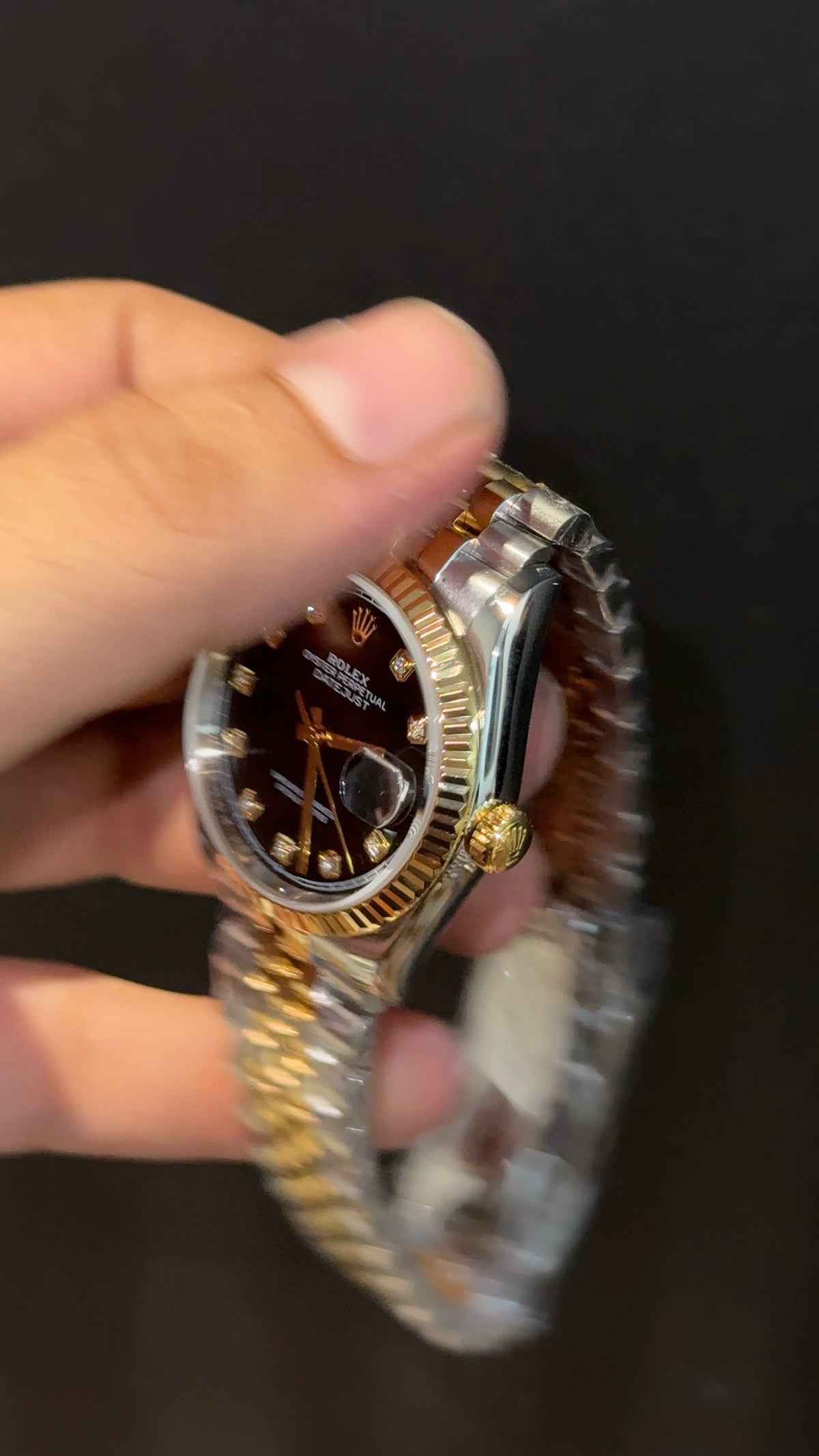 Premium DateJust | 36mm | Gold Two Tone | Black Diamond Dial