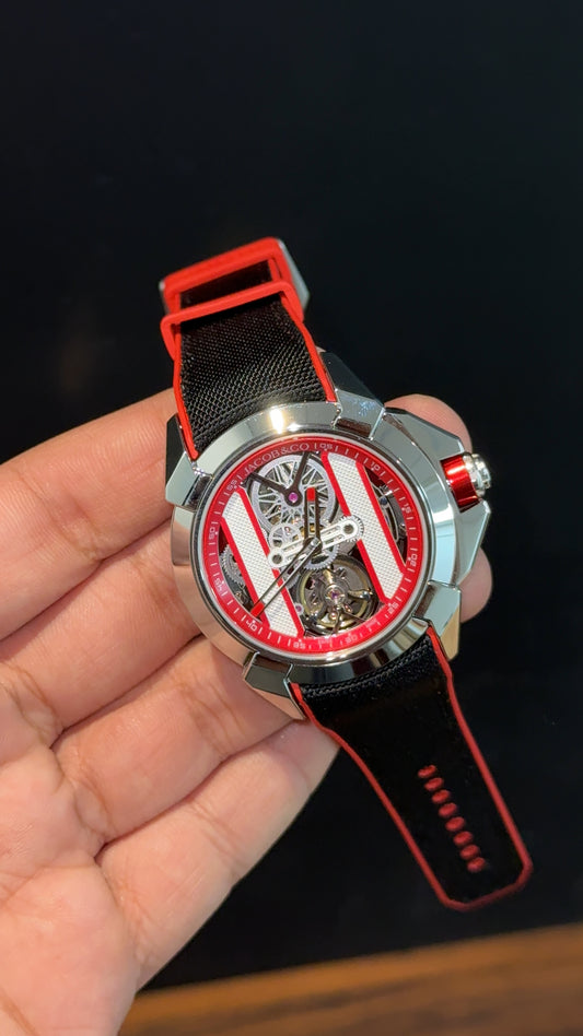 Jacob And Co | Silver Case | CR7 Edition | Red Black Strap | X Pendulum Machine | Red Dial - twentyfour