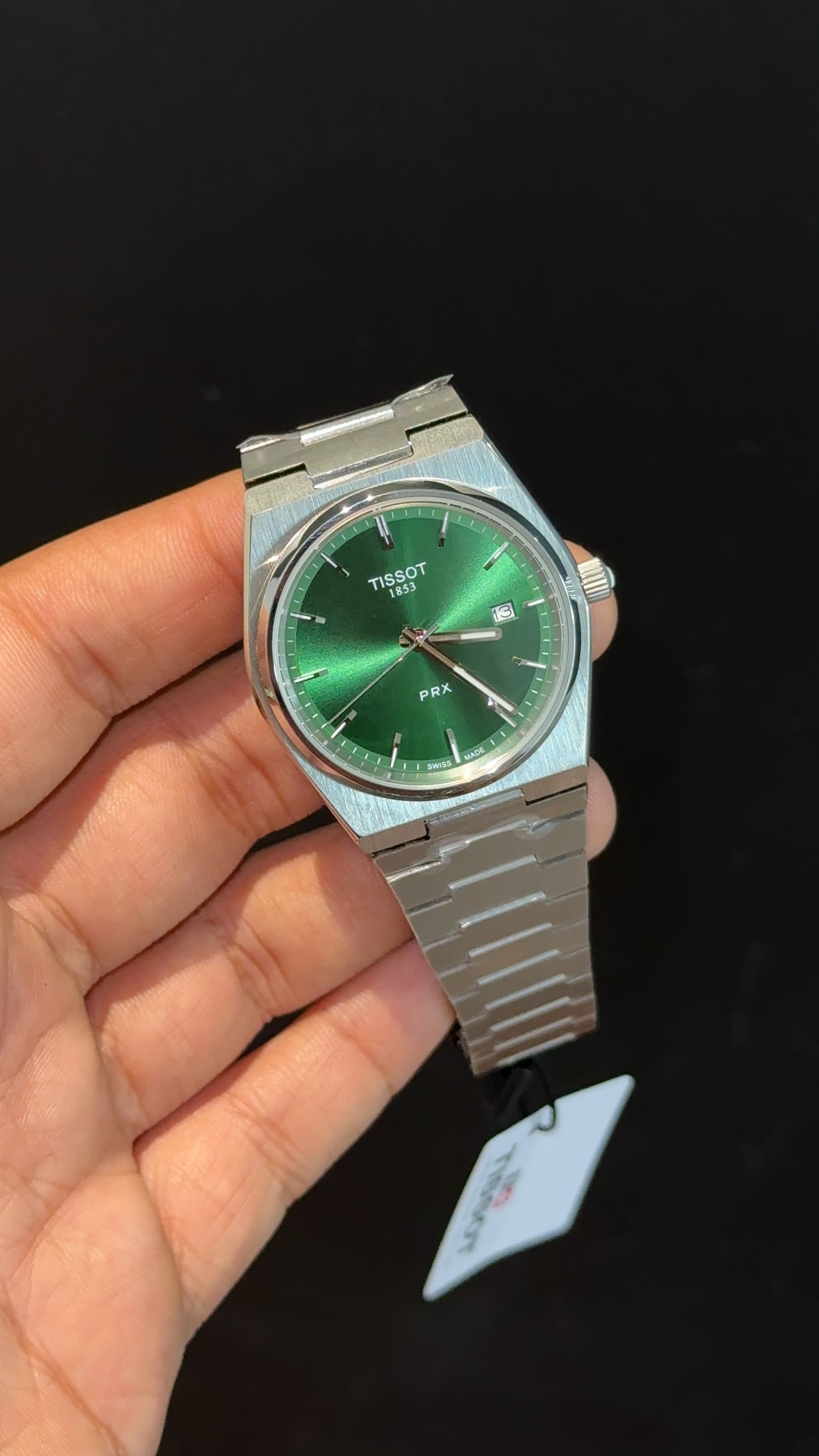Tissot Prx | Quartz | Silver Chain | Green Plain Dial - twentyfour