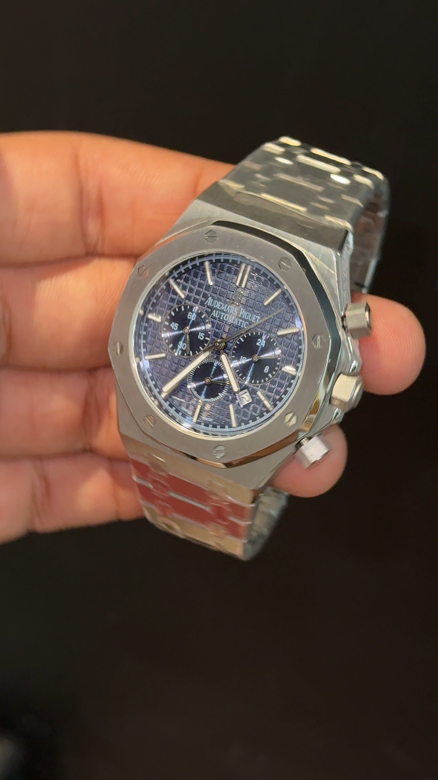 AP | Silver Chain | Blue Chrono Dial