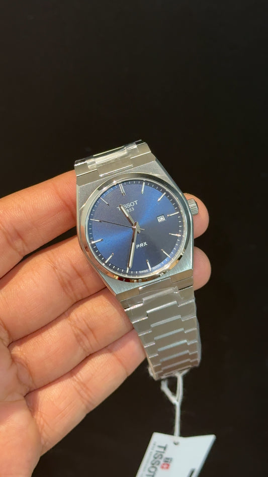 Tissot Prx | Quartz | Silver Chain | Blue Plain Dial - twentyfour