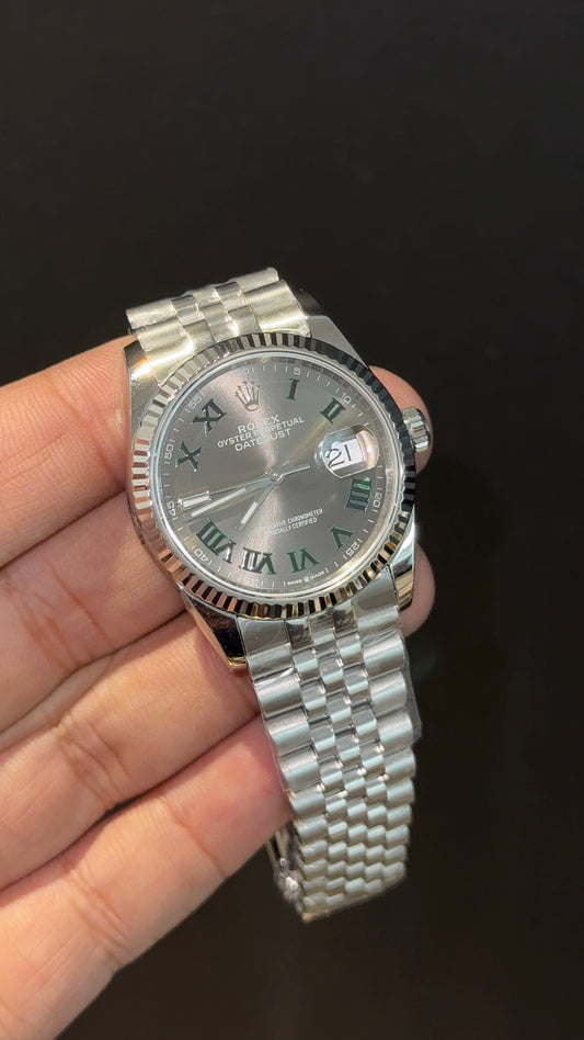 Premium DateJust | 36mm | Silver Chain | Wimbeldon Dial
