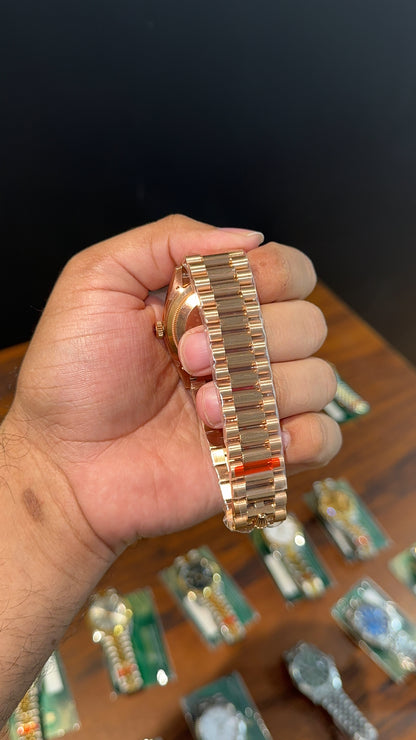 Premium Daydate | 36mm | Rose Chain | Gradient Choco Diamond  Dial
