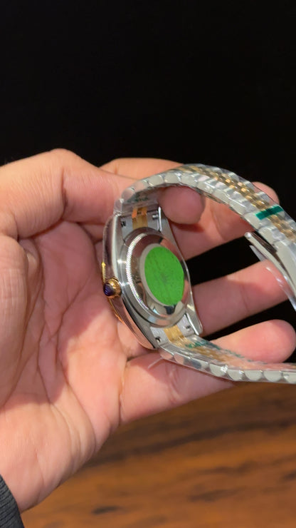 Datejust | 36mm | Gold Two Tone |  Diamond Digit | Green Printed Dial