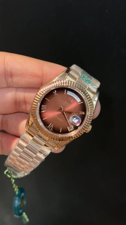 DayDate | Rose Chain | Shaddy Brown Dial