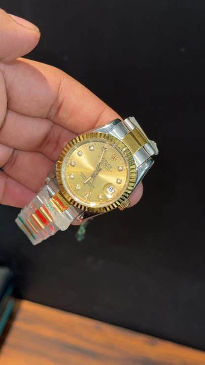 Datejust | 36mm | Gold Two Tone Oyester | Diamond Digit | Gold Dial